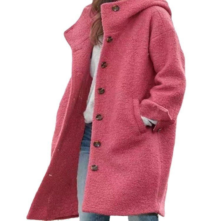 Lange Damen Winterjacke Wolle Mix Weich