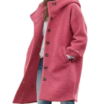 Lange Damen Winterjacke Wolle Mix Weich