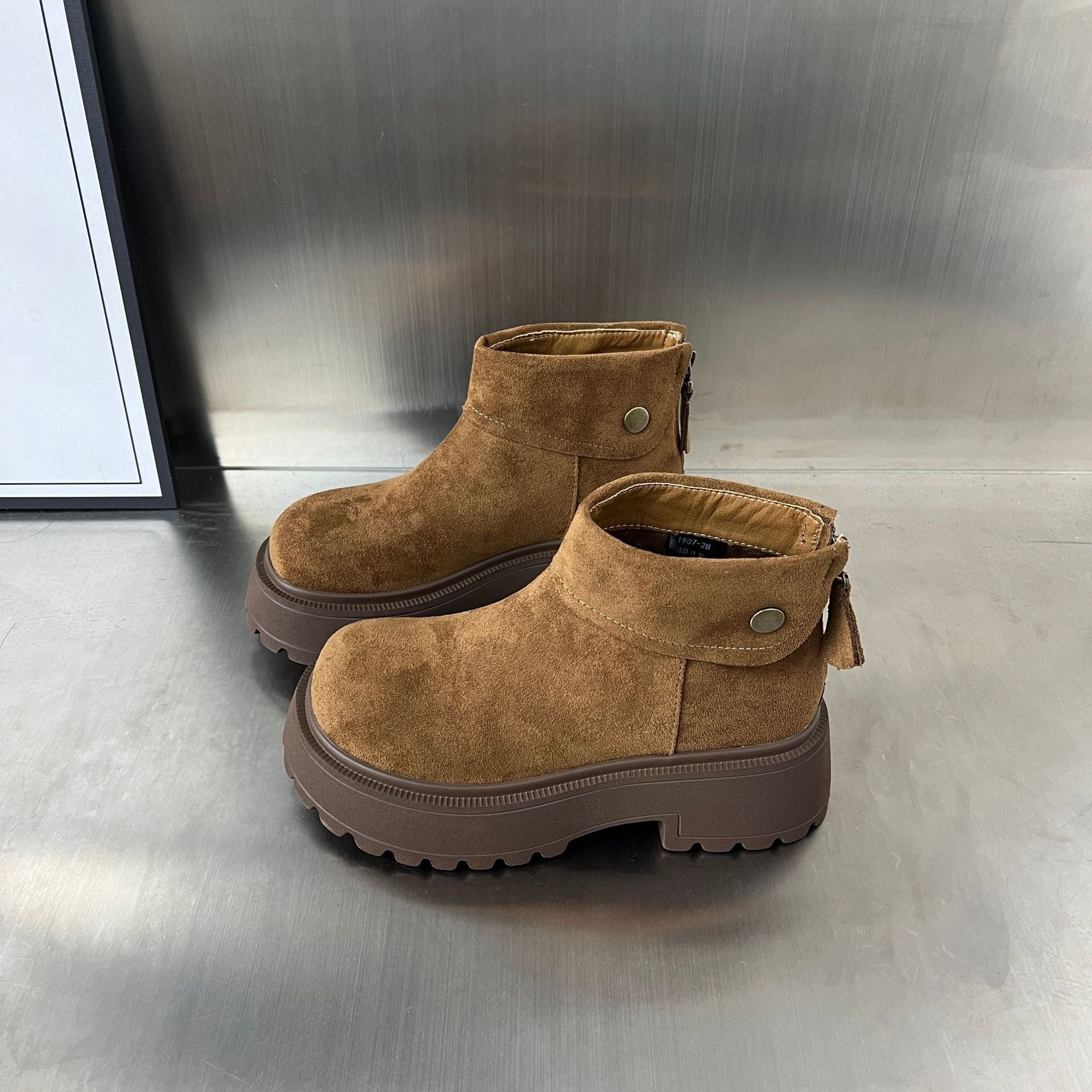 Damen Stiefeletten Weiches Wildleder Rutschfest Schlicht - BerlinGlamour