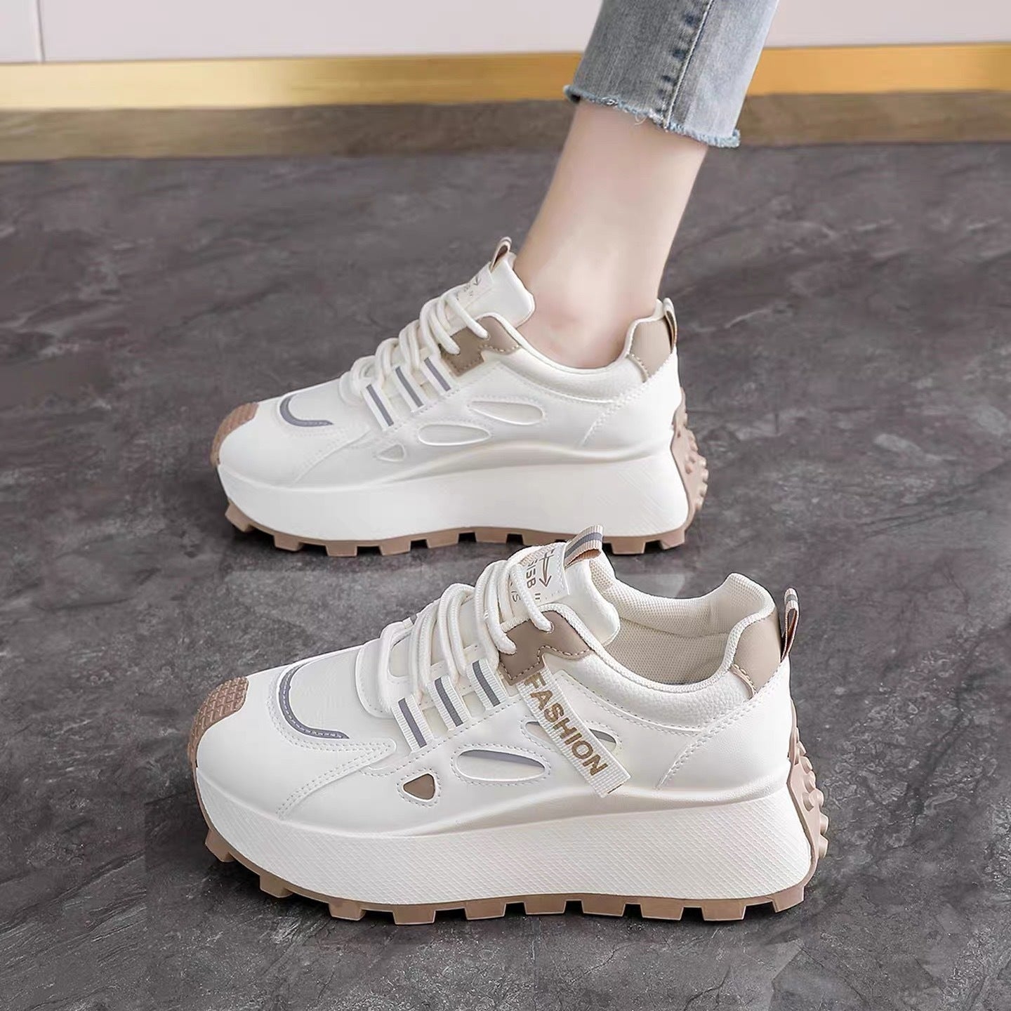 Damen Sneaker Sportlich Plattform Atmungsaktiv
