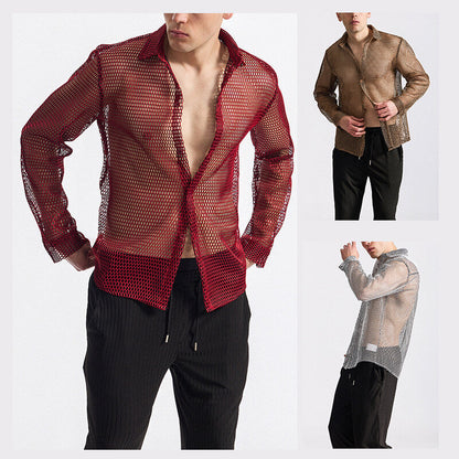 Herren Netzhemd Modisch Mit Knopfverschluss Elegant - BerlinGlamour