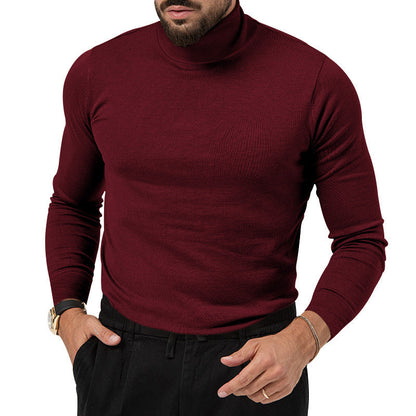 Herren Pullover Hochabschließend Fein Gestrickt Modern