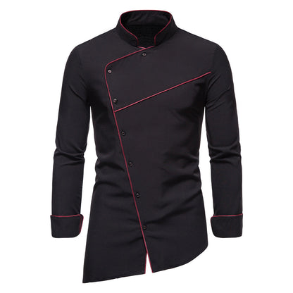 Herren Küchenjacke Modern Elegant Schwarze Arbeitsjacke