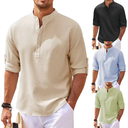 Herren Langarmhemd mit Struktur Modern Lässig Style