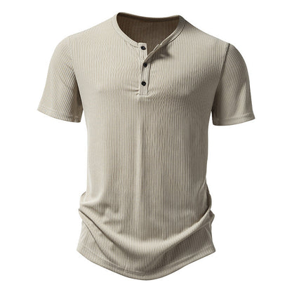 Herren Kurzarm-Shirt Modern mit Knöpfen und Struktur-Oberfläche
