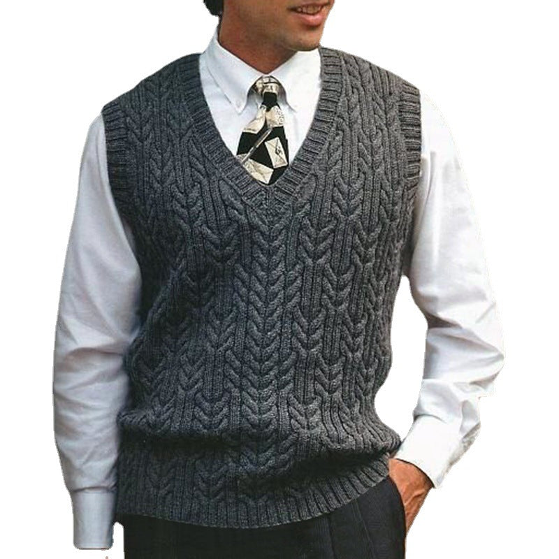 Herren Strickweste Zopfmuster Modern Flachstrick