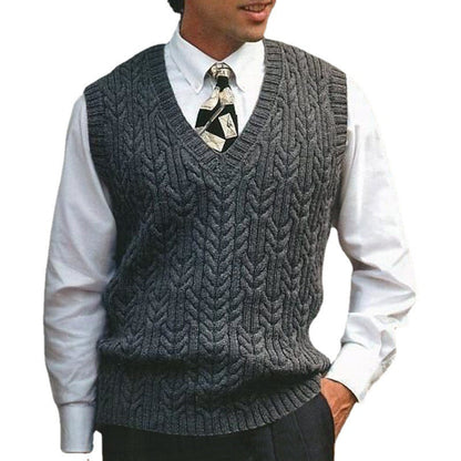 Herren Strickweste Zopfmuster Modern Flachstrick