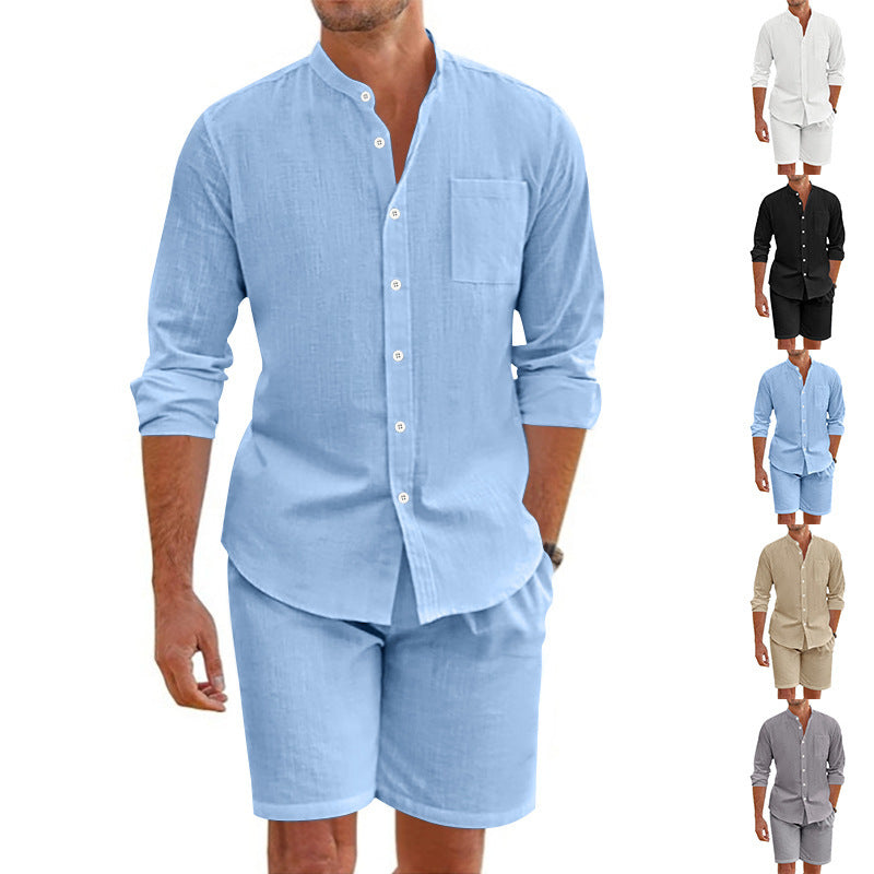 Herren Casual Set Langarmshirt und Shorts Sommer - BerlinGlamour