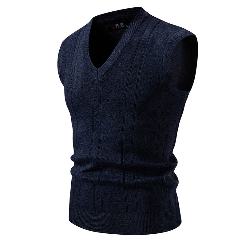 Herren Strickjacke Ärmellos V-Ausschnitt Strukturiert Modern