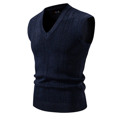 Herren Strickjacke Ärmellos V-Ausschnitt Strukturiert Modern