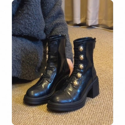 Damen Stiefel Ankle Boots Modern Knöpfe Schuhe