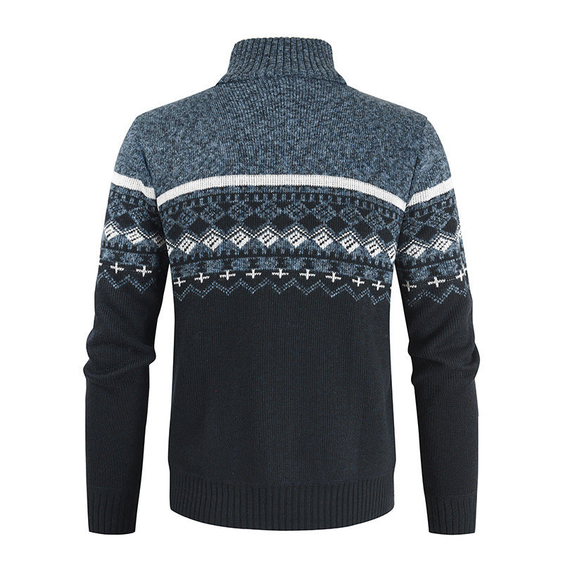 Herren Strickjacke Modern Geometrisches Muster Zipper