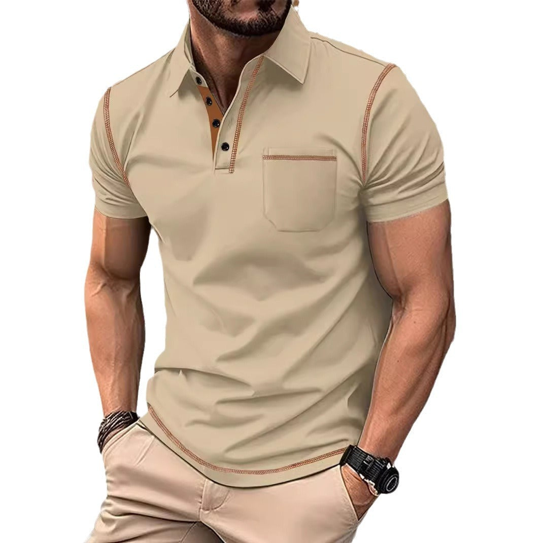 Herren Polohemd Modern Stehkragen Elegant