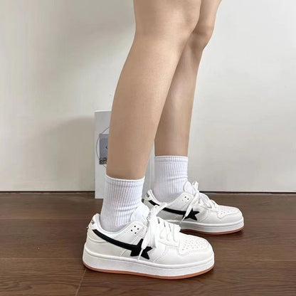 Damen Sneaker Sportlich Atmungsaktiv Schwarz Weiß