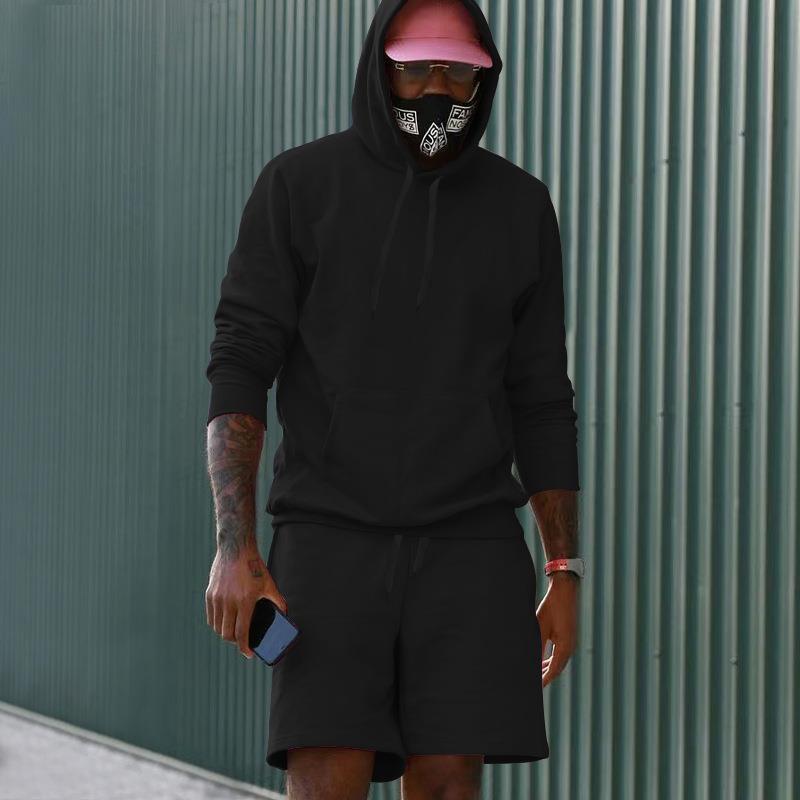 Herren Sportswear Kapuzen-Sweatshirt und Shorts Set Sportlich