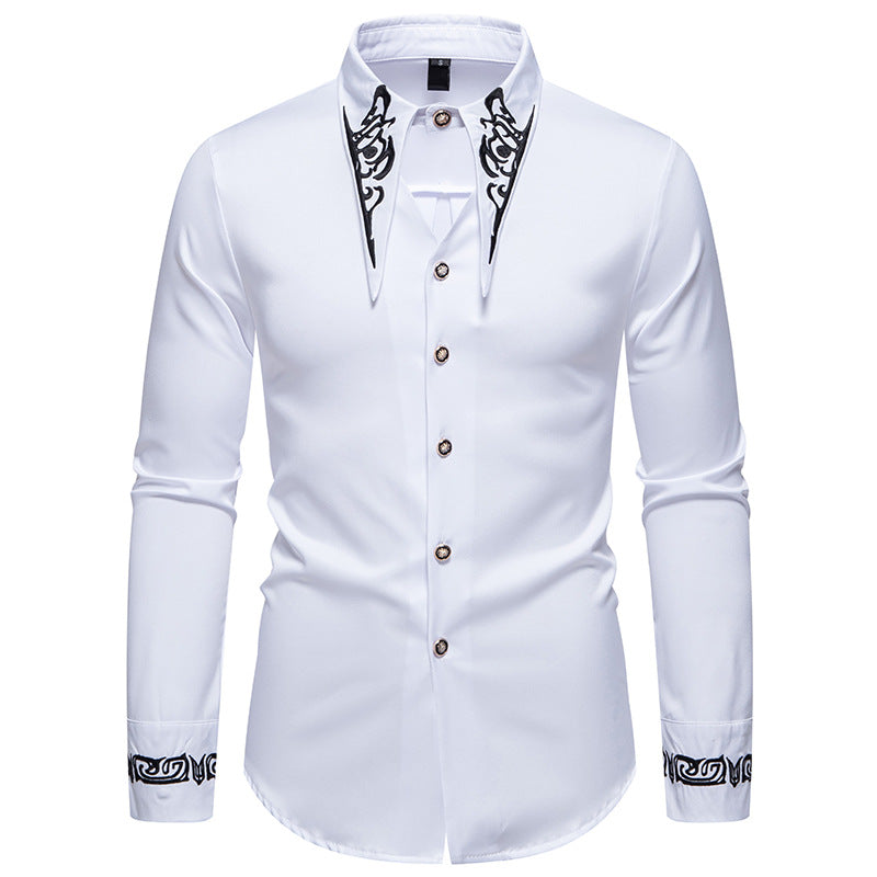 Herren elegante Langarmhemd mit kunstvollem Kragen BerlinGlamour