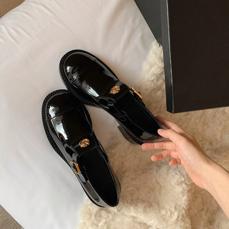 Damen Mokassins Elegante Schnalle Riemenverschluss Modisch