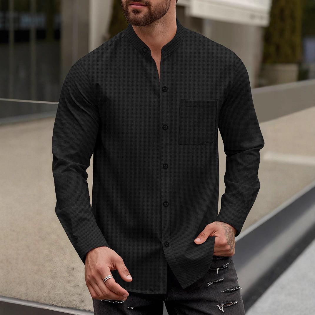 Herren Hemd Langarm Stehkragen Elegant Berlin