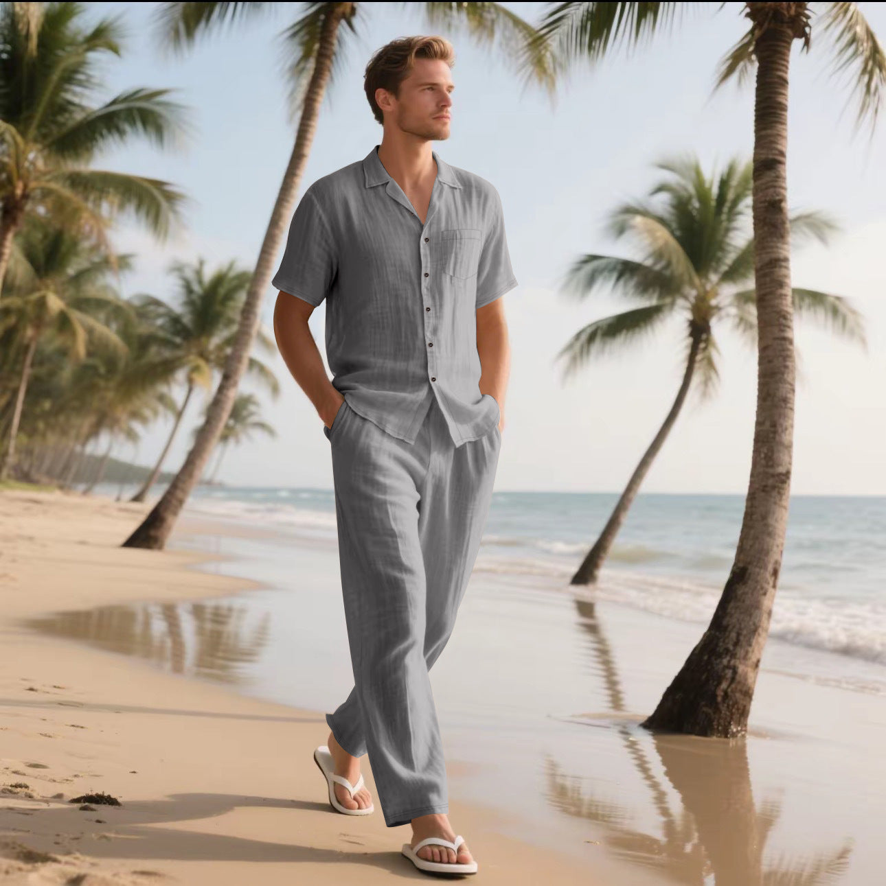 Herren Leinen Hemd Sommer Modern Berlin Style