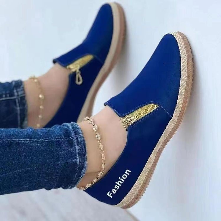 Damen Sneaker modisch Slip-On mit Reißverschluss Elegant - BerlinGlamour