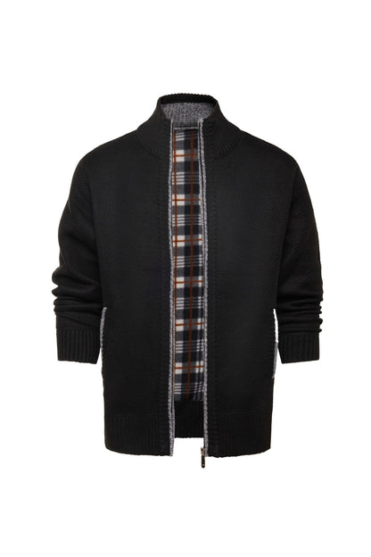 Herren Strickjacke Sportlich Karomuster Reißverschluss