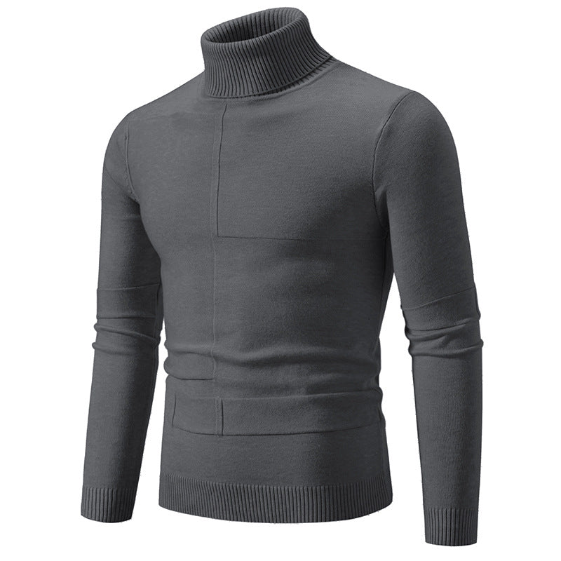 Herren Strickpullover Hochabschließend Modisch Schwarzer Oversized