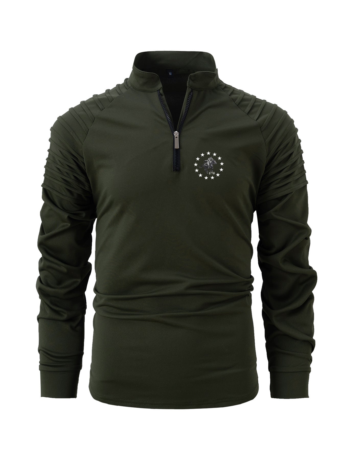 Herren Langarmshirt funktionell mit Reißverschluss und Struktur Ärmeln Modern