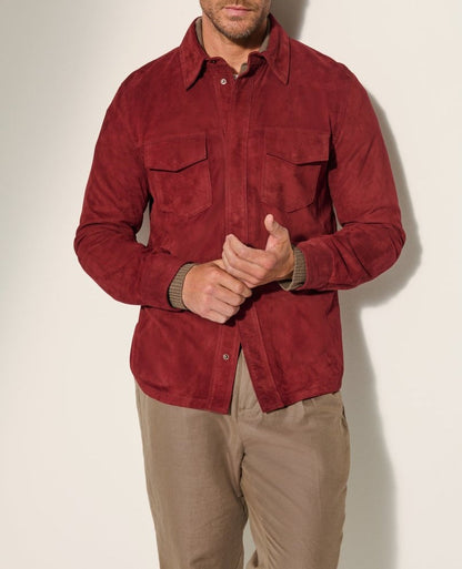 Herren Lederjacke Klassisch Wildleder Echtes Leder