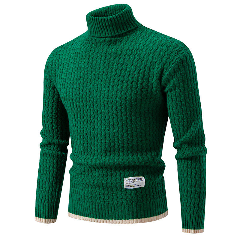 Herren Strickpullover Hochkragen Strukturmuster Modern