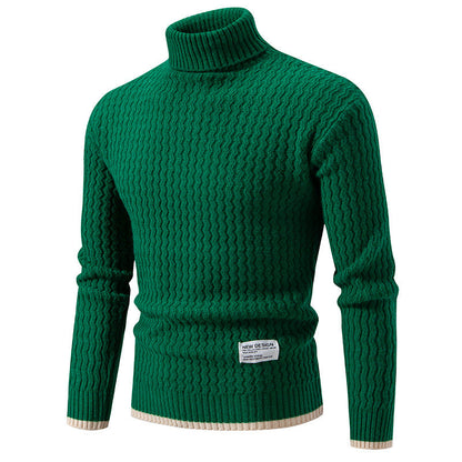 Herren Strickpullover Hochkragen Strukturmuster Modern