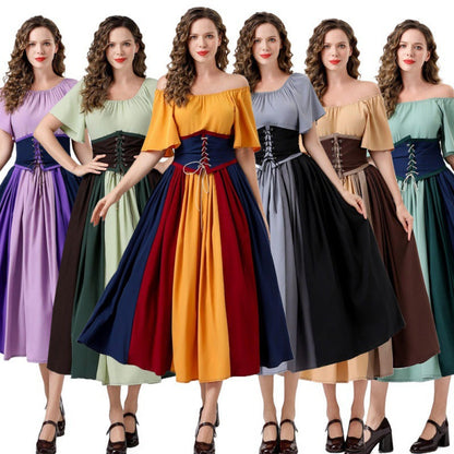 Damen Maxikleid Elegant Tailliert Schnüren Ärmel Lang - BerlinGlamour