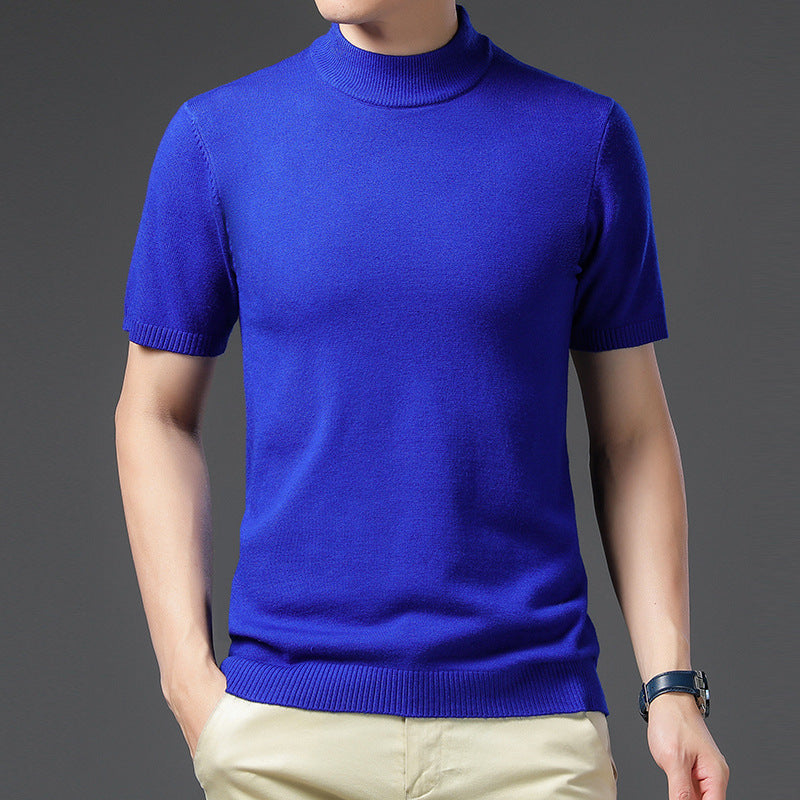 Herren Pullover Kurzarm Elegantes Design Hochgeschlossener Kragen - BerlinGlamour
