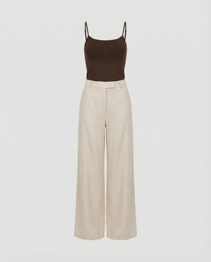 Leinenhose Damen Sommer Leicht Weitbein Plissiert