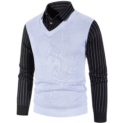 Herren Pullover V-Ausschnitt Modisch Streifen