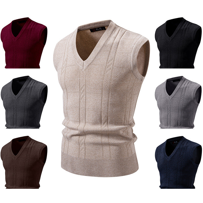 Herren Strickjacke Ärmellos V-Ausschnitt Strukturiert Modern - BerlinGlamour