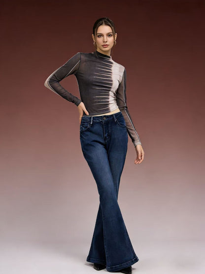 Damen Bluse Elegant Puffärmel Stickerei Kurz