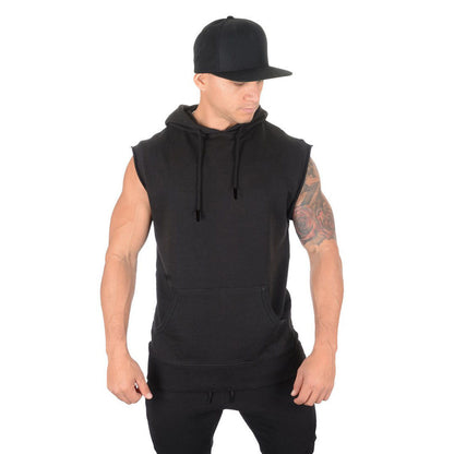 Herren Hoodie Ärmellos Sportlich Mit Kängurutasche Trendig
