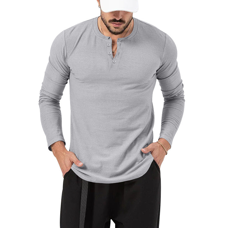 Herren Langarmshirt Mit Knopfverschluss Modern
