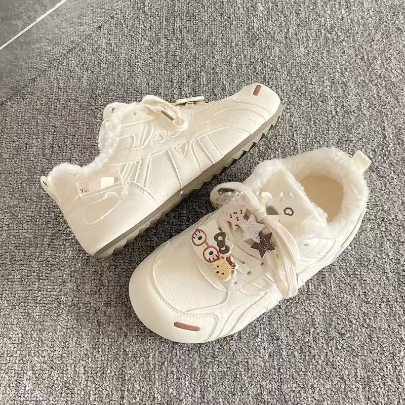 Damen Sneaker Warm Kunstfell Futter Verspielt Modisch