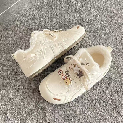 Damen Sneaker Warm Kunstfell Futter Verspielt Modisch