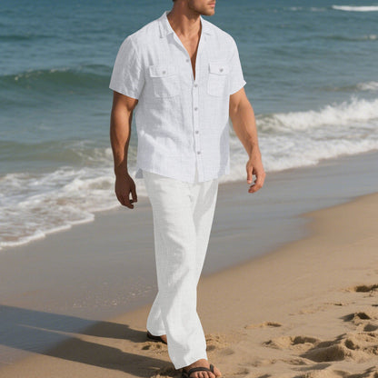 Herren Strandshirt atmungsaktiv mit Taschen Kurzarm