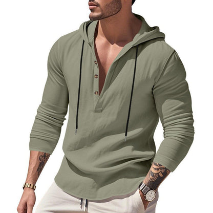 Herren Hoodie Langarm atmungsaktiv Modern mit Knopfdesign