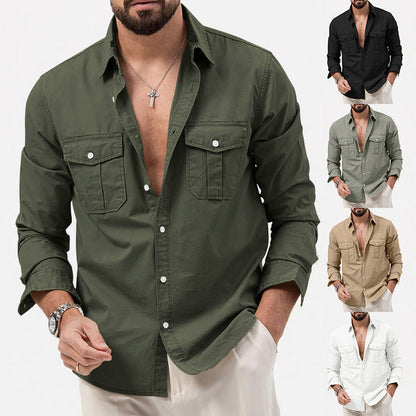 Modisches Langarmhemd Herren mit BrusttaschenSlim Fit
