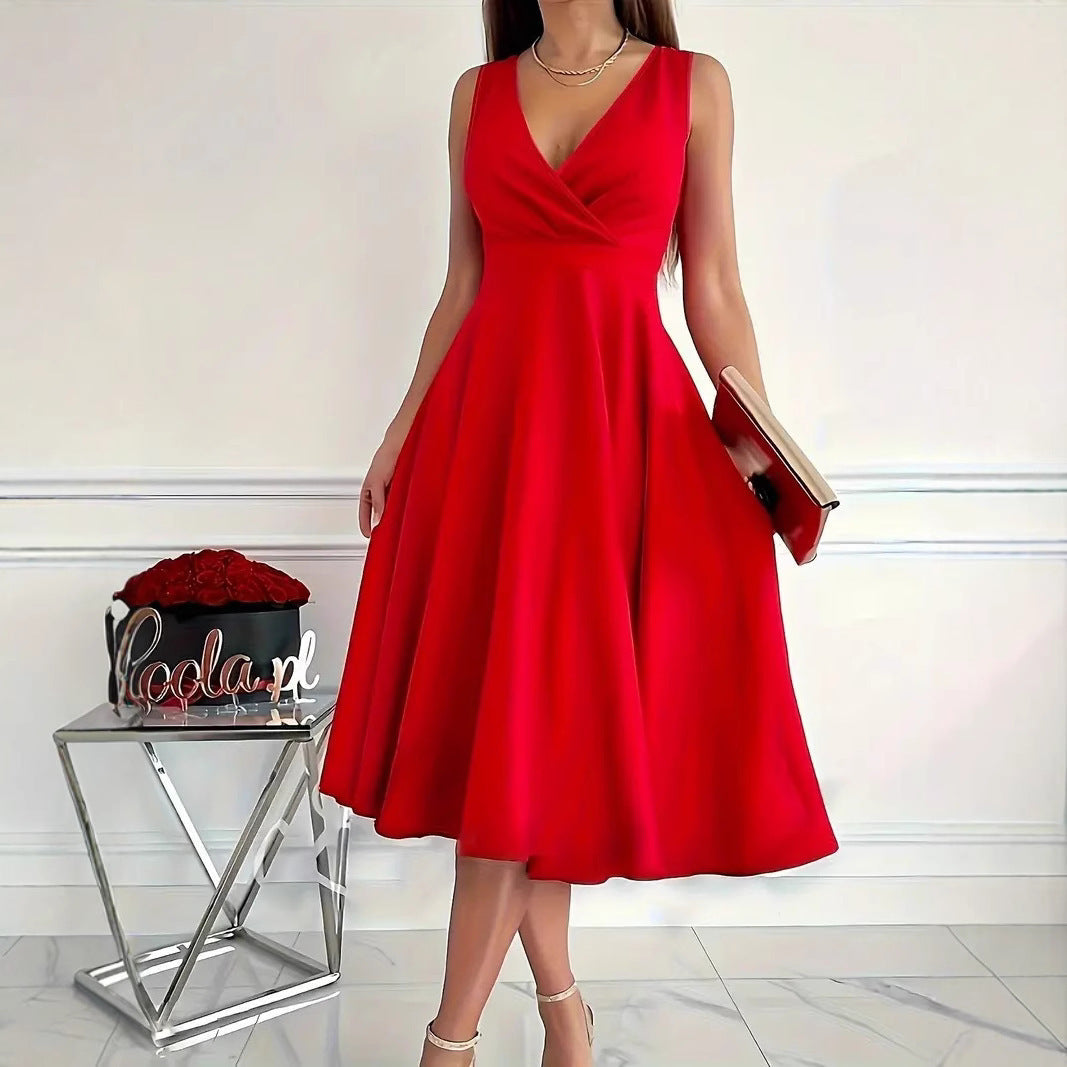 Elegantes Tankkleid Asymmetrisch Einfarbig Damenkleid - BerlinGlamour