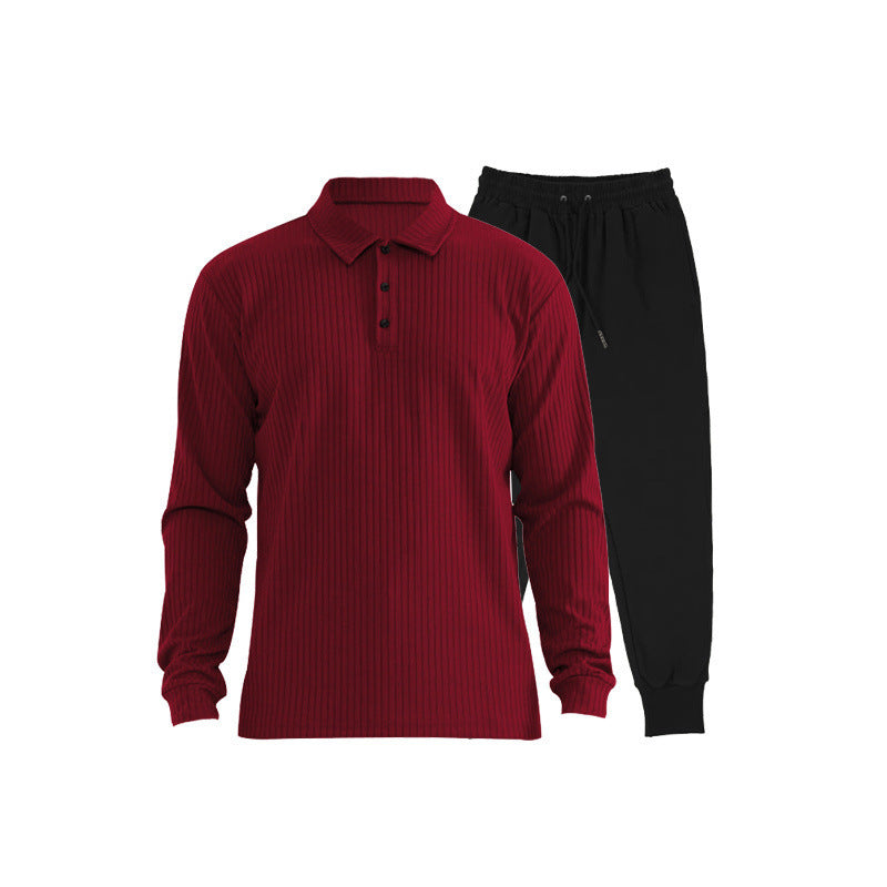 Herren Sportset Langarm Polo Jogginghose Komfort Set