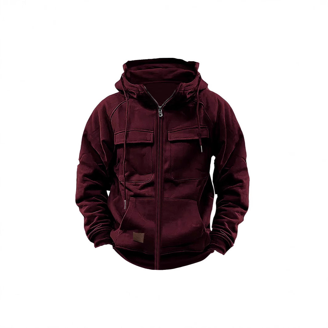 Herren Fleecejacke Warm mit hohem Kragen und Taschen