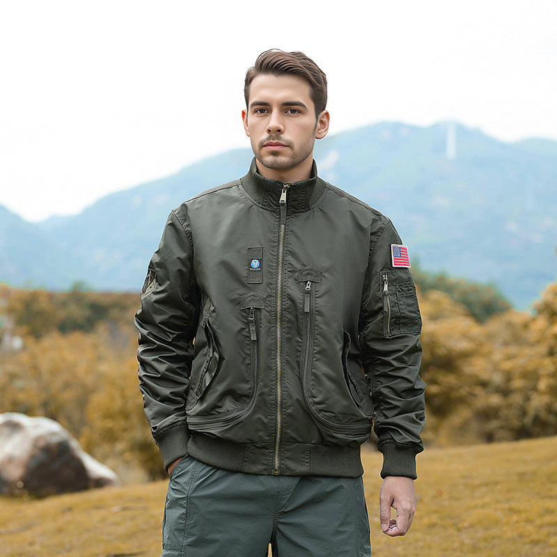 Herren Bomberjacke Isoliert Warm mit Taschen Modern