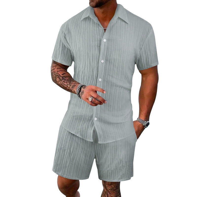 Herren Shorts-Set mit Kurzarm-Shirt Modern Struktur Design