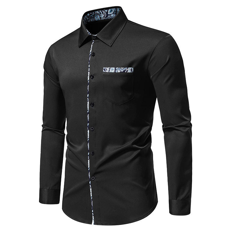 Herren Langarmhemd Paisley Muster Baumwoll Mix Modern