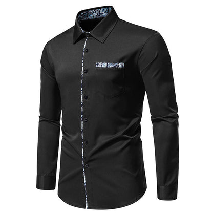 Herren Langarmhemd Paisley Muster Baumwoll Mix Modern